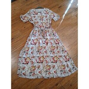 Sweetsalt Brand New Women's Size 10 V-Neck Ruffle Half Sleeve Dress White Floral